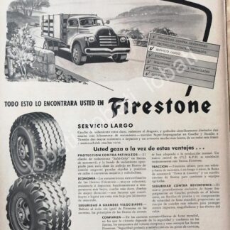 CARTEL ANTIGUO ORIGINAL DE LLANTAS FIRESTONE 1950s /N96
