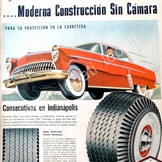 CARTEL ANTIGUO ORIGINAL DE LLANTAS FIRESTONE 500 SIN CAMARA 1960s /N94 / RARO