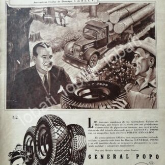 CARTEL ANTIGUO ORIGINAL DE COMPAÑIA HULERA EL POPO S.A LLANTAS POPO 1950s /N91