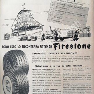 CARTEL ANTIGUO ORIGINAL DE DE LLANTAS FIRESTONE 1960 /N89