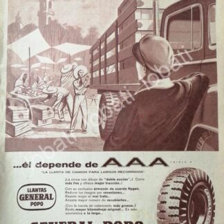 CARTEL ANTIGUO ORIGINAL DE DE LLANTAS GENERAL POPO 1959 /N86