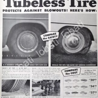 CARTEL ANTIGUO ORIGINAL DE DE LLANTAS B.F GOOGDRICH 1950 /N81