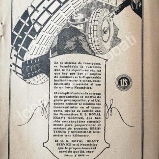 CARTEL ANTIGUO ORIGINAL DE LLANTAS U.S. RUBBER 1920s /N77