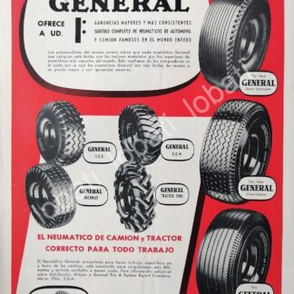CARTEL ANTIGUO ORIGINAL DE LLANTAS DE CAMION, GENERAL TIRE & RUBER 1952 /N73