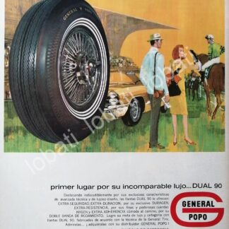 CARTEL ANTIGUO ORIGINAL DE LLANTAS GENERAL POPO, DUAL 90 1960s /N67