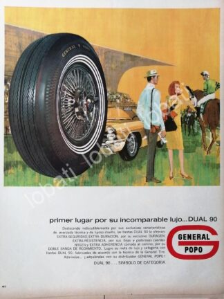 CARTEL ANTIGUO ORIGINAL DE LLANTAS GENERAL POPO, DUAL 90 1960s /N67