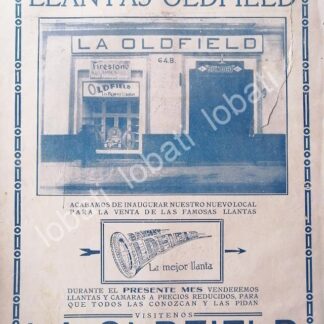 CARTEL ANTIGUO ORIGINAL DE LLANTAS BARNEY OLDFIELD 1912 /66 RARO