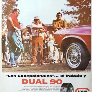 CARTEL ANTIGUO ORIGINAL DE JULIUS BOROS & LLANTAS DUAL 90 DE GENERAL POPO 1960s /65