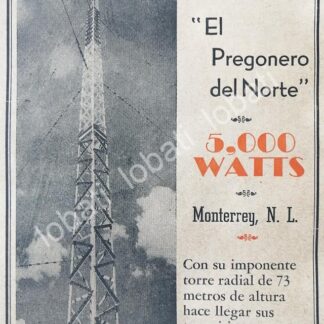 CARTEL ANTIGUO ORIGINAL DE RADIO DIFUSORA XET RADIO MONTERREY 1950 /65