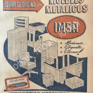 CARTEL ANTIGUO ORIGINAL DE IMSA. INDUSTRIAS METALICAS. S.A MONTERREY 1948/ 282 / MUY RARO