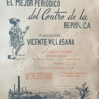 CARTEL ANTIGUO ORIGINAL DE AFICHE DEL DIARIO EL HERALDO, SAN LUIS POTOSI 1948 /64