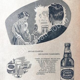 CARTEL ANTIGUO ORIGINAL DE CERVEZA CARTA BLANCA 1950 /160
