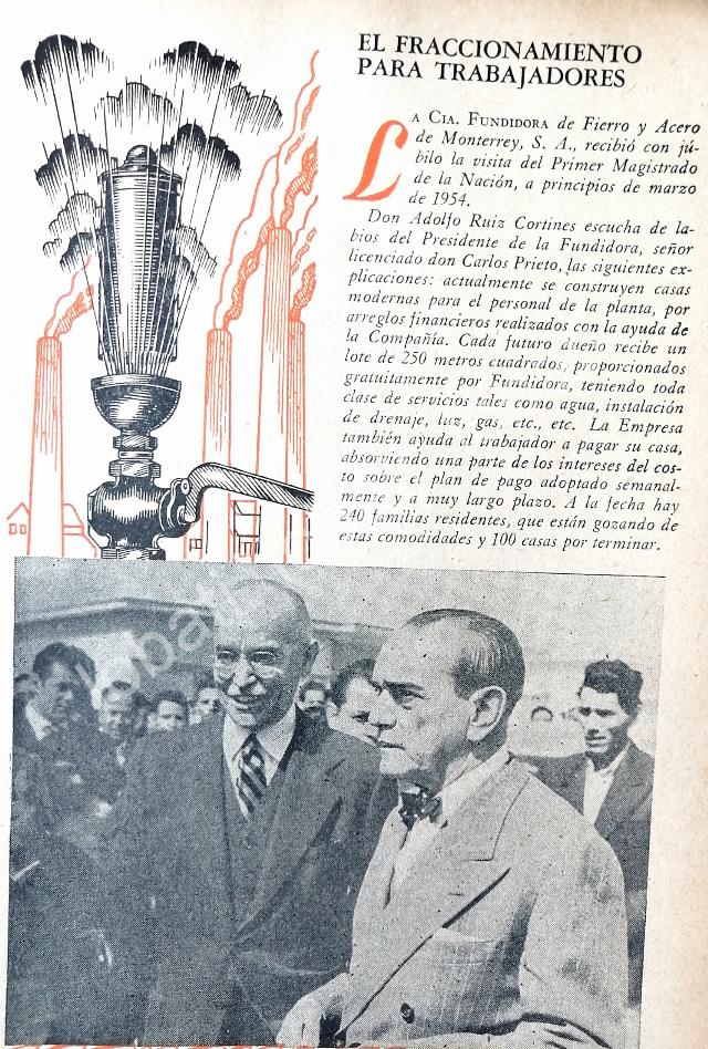 CARTEL ANTIGUO ORIGINAL DE EL PRESIDENTE RUIZ CORTINES EN LA FUNDIDORA MONTERREY 1955 - Imagen 6