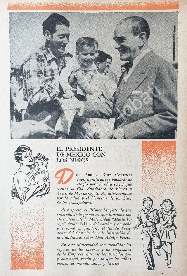 CARTEL ANTIGUO ORIGINAL DE EL PRESIDENTE RUIZ CORTINES EN LA FUNDIDORA MONTERREY 1955 - Imagen 4