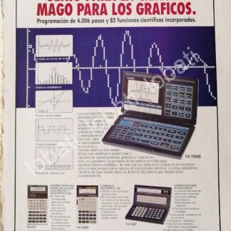 CARTEL ANTIGUO ORIGINAL DE CALCULADORA GRAFICA CASIO FX-7500G 1988 /268