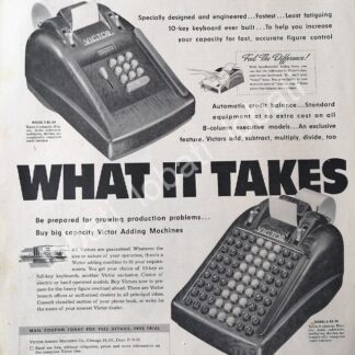 CARTEL ANTIGUO ORIGINAL DE MAQUINA SUMADORA VICTOR 1950 /266