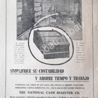 CARTEL ANTIGUO ORIGINAL DE SUMADORA Y CAJA REGISTRADORA NATIONAL 1917 /264