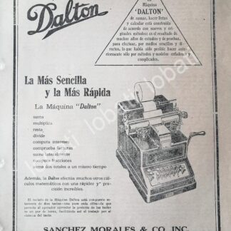 CARTEL ANTIGUO ORIGINAL DE MAQUINA SUMADORA DALTON 1917 /263 SUPER RARO 10+++