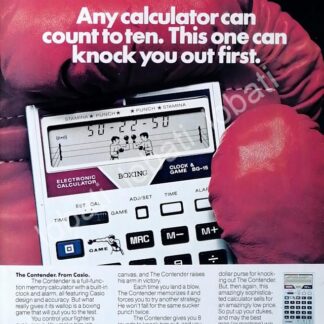CARTEL ANTIGUO ORIGINAL DE CALCULADORA. CASIO THE CONTENDER 1981 /260 MUY RARO