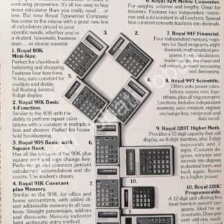 CARTEL ANTIGUO ORIGINAL DE CALCULADORAS ROYAL 1977 /258