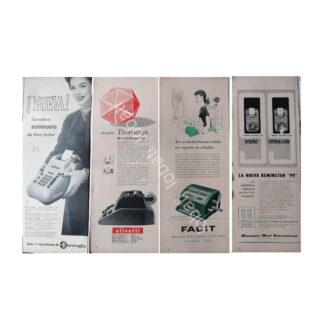CARTEL ANTIGUO ORIGINAL DE SET DE 4 AFICHES, SUMADORAS VARIAS 1950s /252