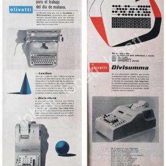 CARTEL ANTIGUO ORIGINAL DE SET DE 2 AFICHES, SUMADORAS OLIVETTI DIVISUMA /251
