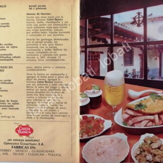 CARTEL ANTIGUO ORIGINAL DE AFICHE PROMOCIONAL CERVEZA CARTA BLANCA 1970s /195