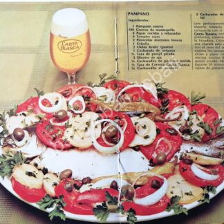 CARTEL ANTIGUO ORIGINAL DE AFICHE PROMOCIONAL CERVEZA CARTA BLANCA 1970s /184