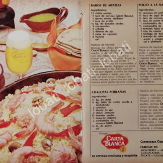 CARTEL ANTIGUO ORIGINAL DE AFICHE PROMOCIONAL CERVEZA CARTA BLANCA 70s /177