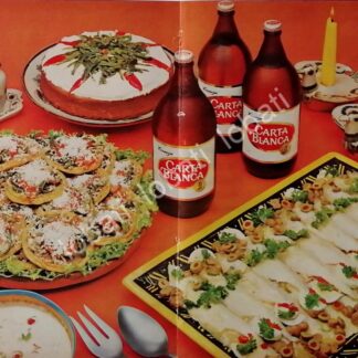 CARTEL ANTIGUO ORIGINAL DE AFICHE PROMOCIONAL CERVEZA CARTA BLANCA CAGUAMA 1960s /171