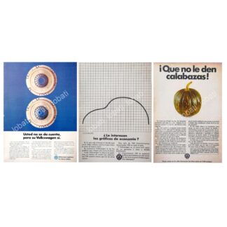 CARTEL ANTIGUO ORIGINAL DE SET DE 3 AFICHES VOLKSWAGEN 1970s /692