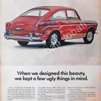 CARTEL ANTIGUO ORIGINAL DE AUTOS VOLKSWAGEN FASTBACK SEDAN TIPO 3 / 1961 /651