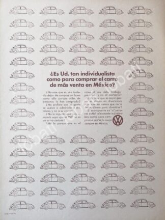 CARTEL ANTIGUO ORIGINAL DE AUTOS VOLKSWAGEN VOCHO 1970 /645