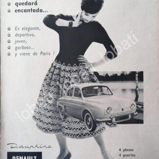 CARTEL ANTIGUO ORIGINAL DE AUTOS RENAULT DAUPHINE 1959 PRIMERA GENERACION /701