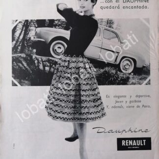 CARTEL ANTIGUO ORIGINAL DE AUTOS RENAULT DAUPHINE 1959 /698 PRIMERA GENERACION /700