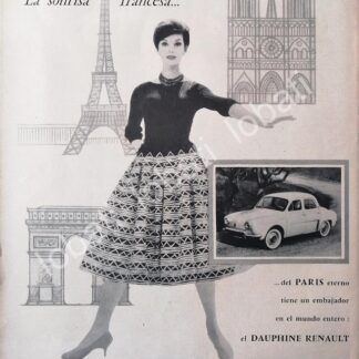 CARTEL ANTIGUO ORIGINAL DE AUTOS RENAULT DAUPHINE 1959 /698 PRIMERA GENERACION /699