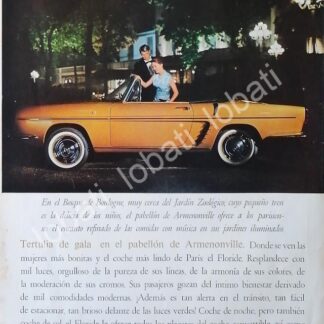 CARTEL ANTIGUO ORIGINAL DE AUTOS RENAULT FLORIDE (CARAVELLE) 1959 /697 /RARO
