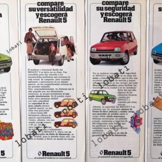 CARTEL ANTIGUO ORIGINAL DE SET DE 4 AFICHES AUTOS RENAULT 5 "EL ZAPATITO" 1974 /696