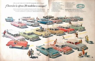 CARTEL ANTIGUO ORIGINAL DE AUTOS CHEVROLET 20 MODELOS DE 1957 / 828
