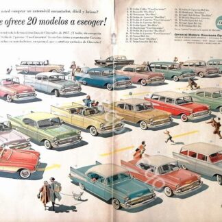 CARTEL ANTIGUO ORIGINAL DE AUTOS CHEVROLET 20 MODELOS DE 1957 / 828