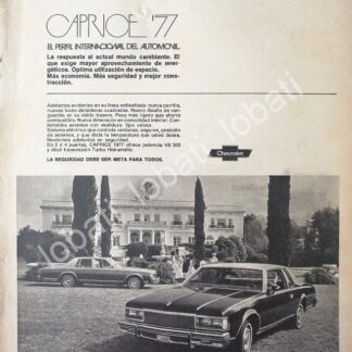 CARTEL ANTIGUO ORIGINAL DE AUTOS CHEVROLET CAPRICE 1977 / 823