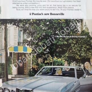 CARTEL ANTIGUO ORIGINAL DE AUTOS CHEVROLET PONTIAC BONEVILLE 1970 / 818