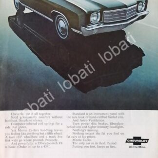 CARTEL ANTIGUO ORIGINAL DE AUTOS CHEVROLET MONTE CARLO 1970 / 817