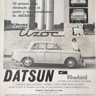 CARTEL ANTIGUO ORIGINAL DE AUTOS NISSAN DATSUN BLUEBIRD 1960 / 810