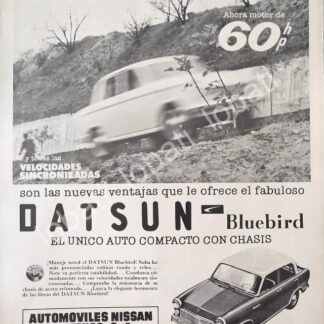CARTEL ANTIGUO ORIGINAL DE AUTOS NISSAN DATSUN BLUEBIRD 1961 / 805