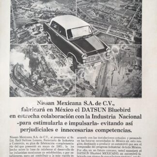 CARTEL ANTIGUO ORIGINAL DE AUTOS NISSAN DATSUN BLUEBIRD 1961 Y SU PRIMERA PLANTA / 803