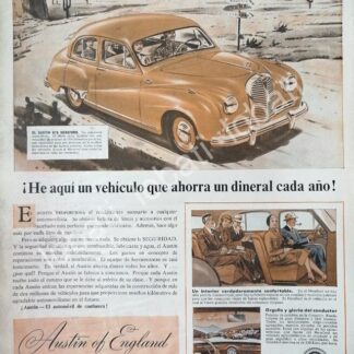 CARTEL ANTIGUO ORIGINAL DE AUTOS AUSTIN A70 HEREFORD 1954 / 779 MUY RARO