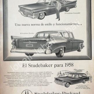 CARTEL ANTIGUO ORIGINAL DE AUTOS STUDEBAKER PRESIDENT Y COMMANDER 1958 / 773