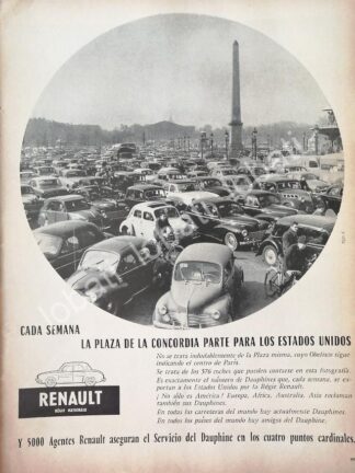 CARTEL ANTIGUO ORIGINAL DE AUTOS RENAULT 1957 / 772
