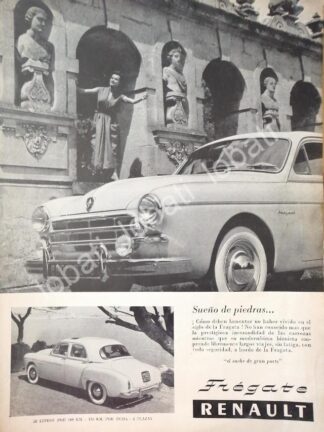 CARTEL ANTIGUO ORIGINAL DE AUTOS RENAULT FREGATE ( FRAGATA ) 1953 / 771 /RARO